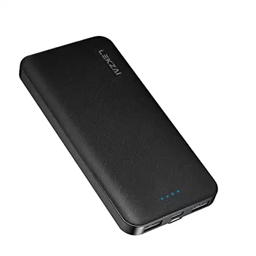 Lekzai 15,000mAh Portable Charger Power Bank with USB C Output, Slim Battery Pack with Three 5V/2.4A Output Fits for iPhone Samsung and More