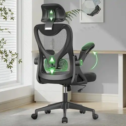 Office Chair - Ergonomic Desk Chair with Adjustable 2D Headrest & Lumbar Support