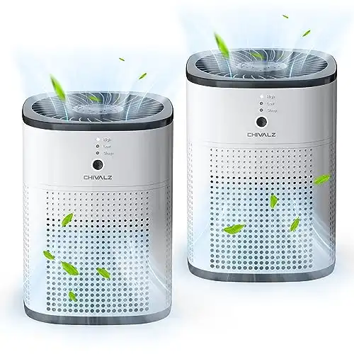 2 Pack CHIVALZ Air Purifiers for Bedroom, Air Purifiers for Home Bedroom or Office, Quiet Air Cleaner