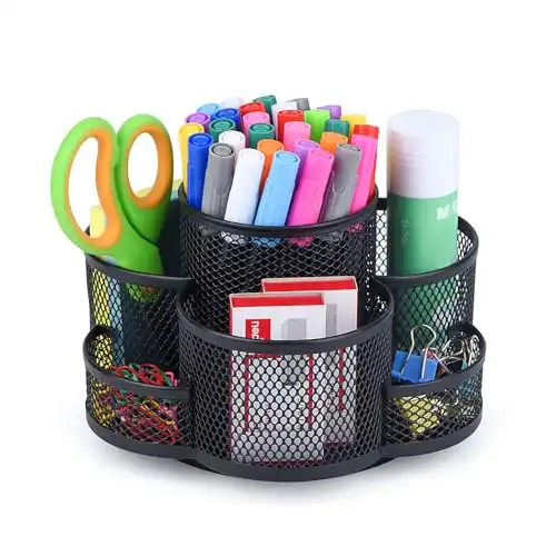 Pen Holder for Desk, Rotating Pencil Holder, Cup Holder for Desk Office, Pen Organizer in Black